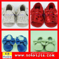 Best selling products custom made sweet bow and tassels sandals cow leather wholesale shoes baby moccasins